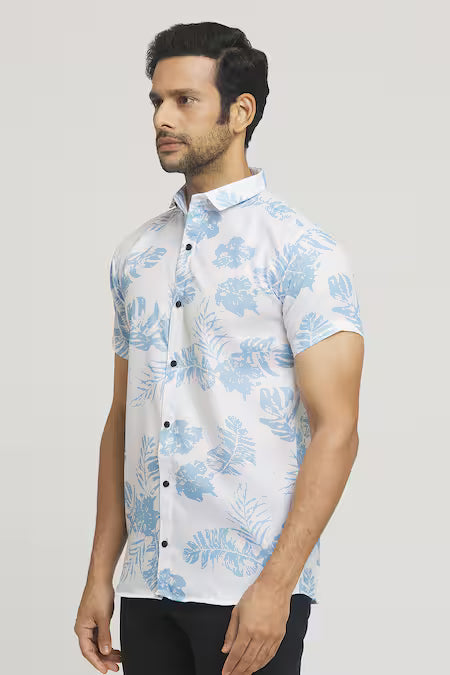 Arihant Rai Sinha White Cotton Autumn Print Shirt