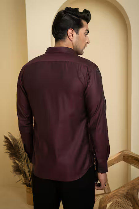 Hilo Design Maroon Gabardine Embroidery Daze Placement Shirt
