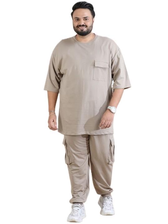 Bushirt Men's Plus Size Pure Cotton T-Shirt & Joggers Co-Ord Set