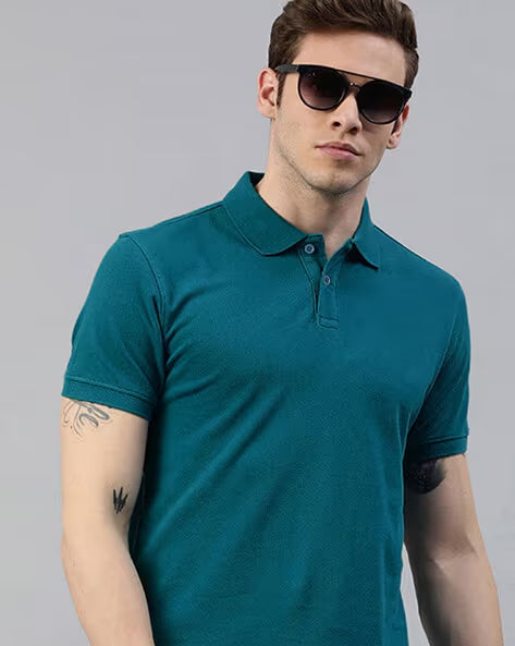 ALPHA TRIBE Men Regular Fit Polo T-Shirt