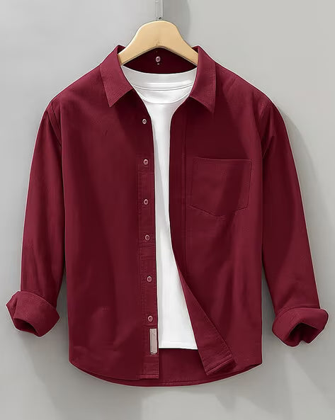 ALPHA TRIBE Men Regular Fit Shirt with Spread Collar