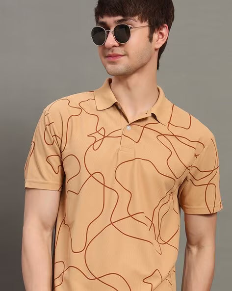 ALPHA TRIBE Men Printed Regular Fit Polo T-Shirt