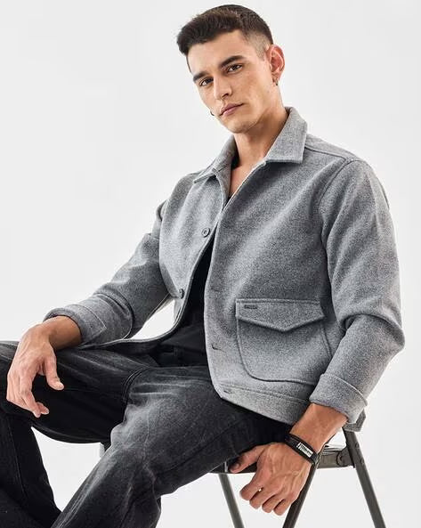 SNITCH Men Regular Fit Jacket with Button Closure