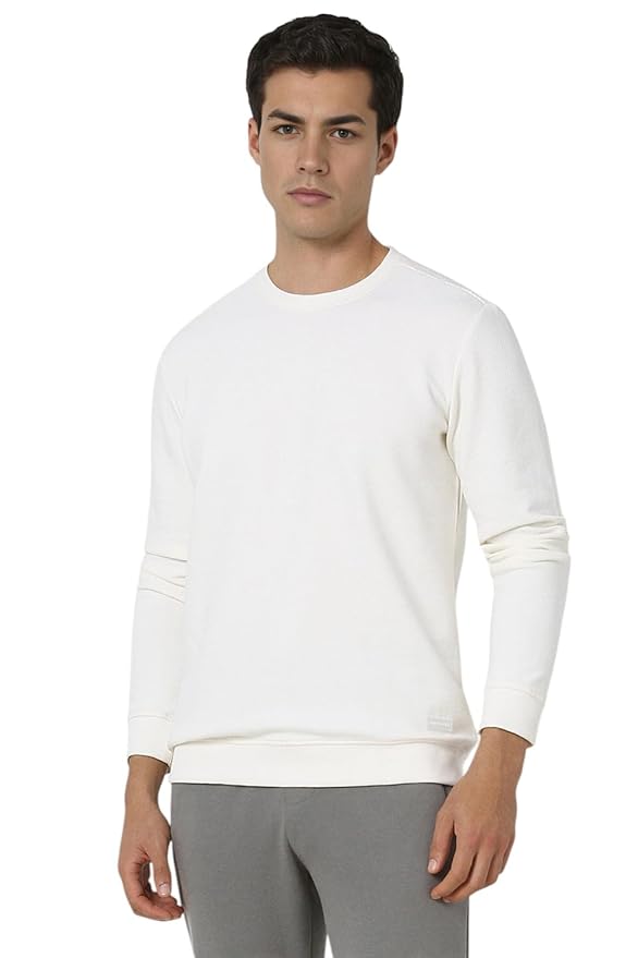 Van Heusen Men's Premium Textured Regular Fit Full Sleeve Sweatshirt | Classic Crew Neckline