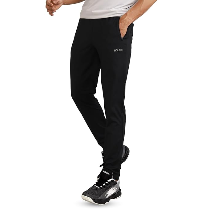 Boldfit Men's Black Track Pant - Slim Fit Joggers for Running, Gym, Yoga - XL