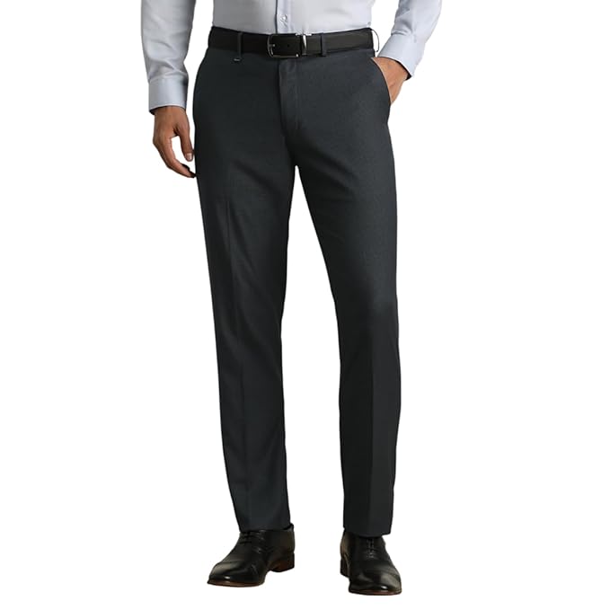 Van Heusen Mid Rise Checkered Formal Trouser for Men|Regular Fit Formal Pants |Stretchable Waist|