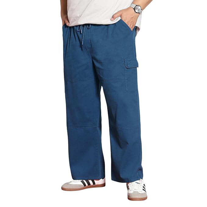 Urbano Plus Men's Loose Baggy Fit Cargo Jogger Chino Pant with 6 Pockets Stretchable