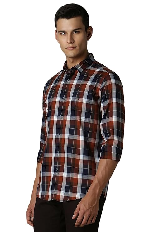 Louis Philippe Men's Checkered Slim Fit Shirt