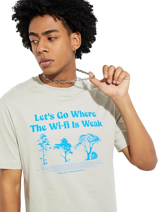 Max Men's Letter Print Regular Fit T-Shirt