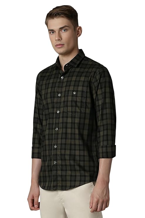 Louis Philippe Men's Checkered Slim Fit Shirt