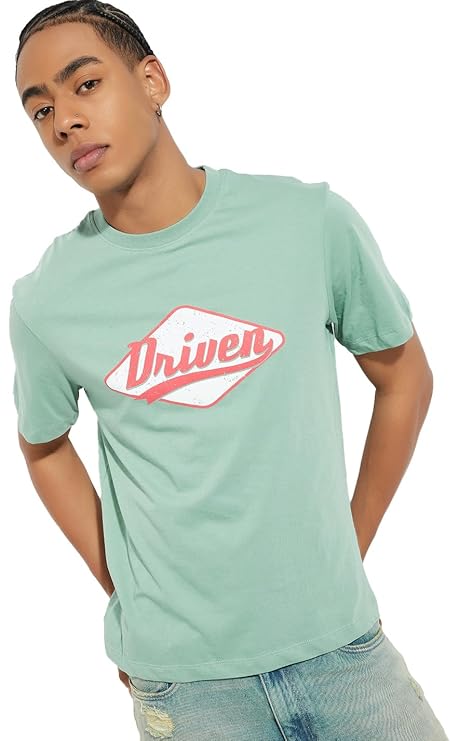 Max Men's Cotton Regular Fit URB_N Printed T-Shirt