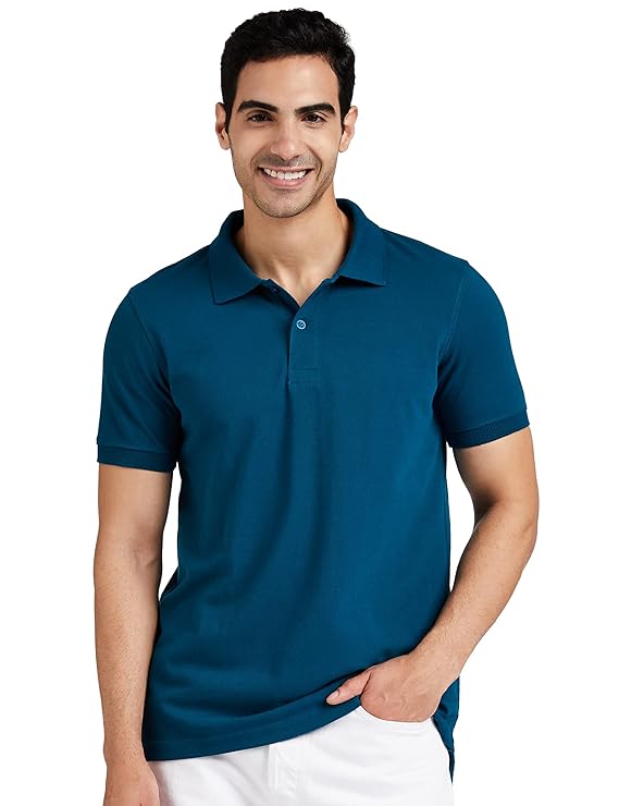 Amazon Brand - Symbol Men's Cotton Rich Solid Polo Tshirt | Collar Tshirts | Half Sleeves | Plain-Regular Fit (Available in Plus Size and Combo Pack of 2)