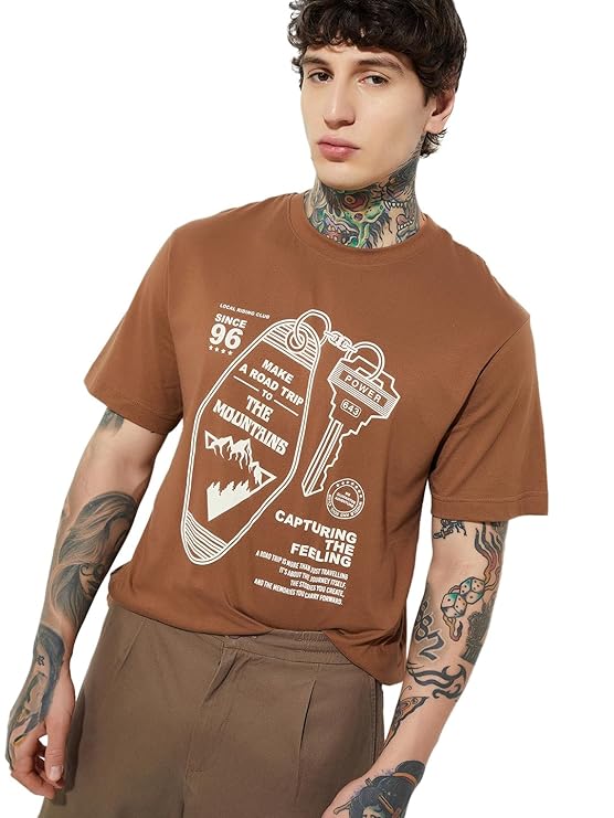 Max URB_N Men Half Sleeves Round Neck Cotton Graphic Print T-Shirt