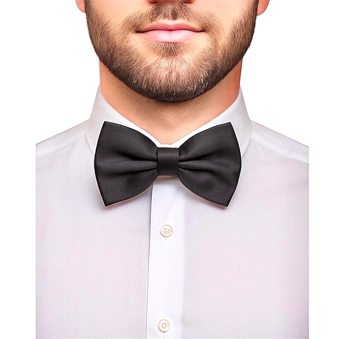 trilece Bow Ties for Men - Men's Solid Pretied Bowties for Formal Wear - Adjustable Bow Tie