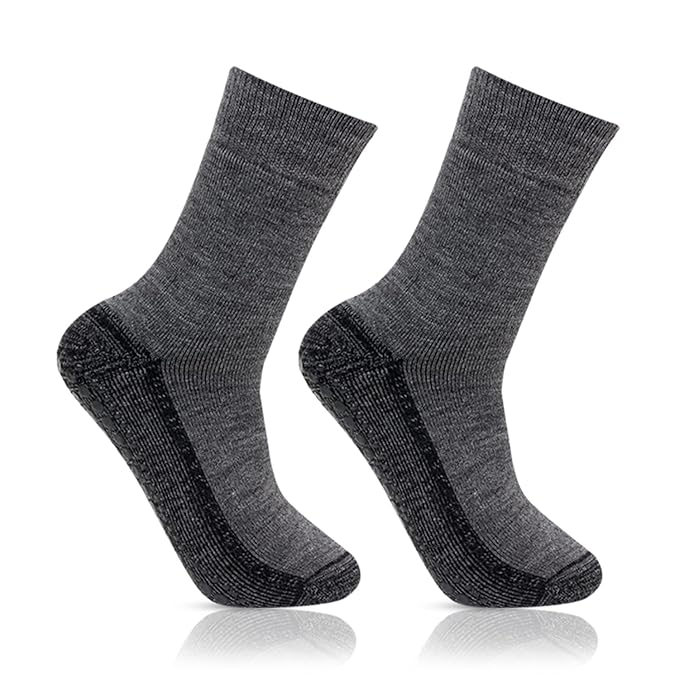 Bonjour Men's Woolen Anti-Skid Indoor Socks -Anthra, Pack of 1, Free Size