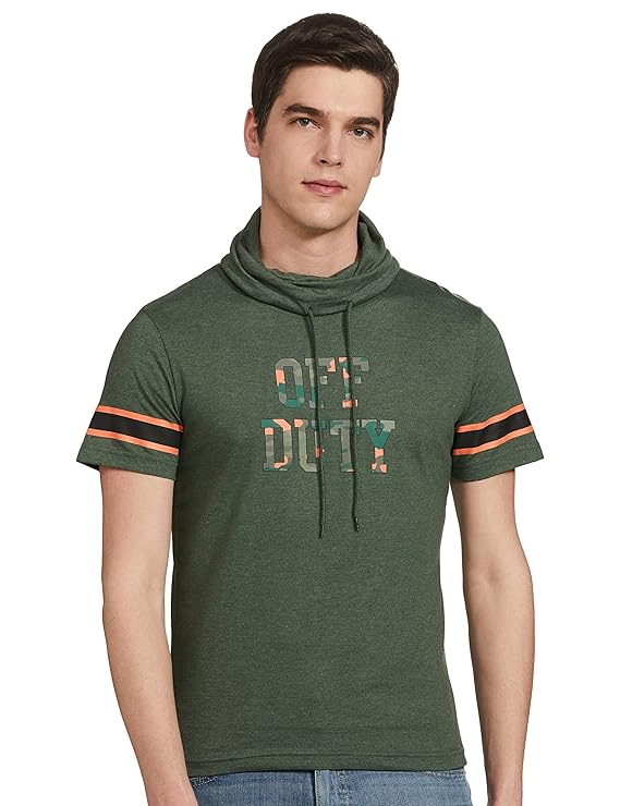 Max Cotton Blend Men Printed Turtle Neck Sweatshirt