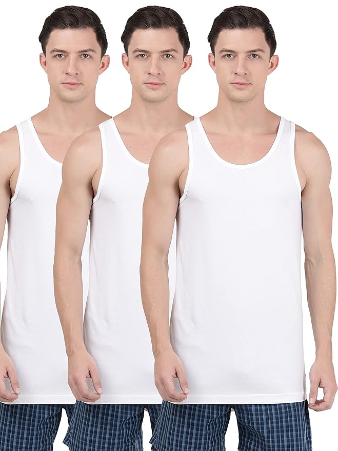 Jockey 8820 Men's Super Combed Cotton Round Neck Sleeveless Vest with Extended Length for Easy Tuck