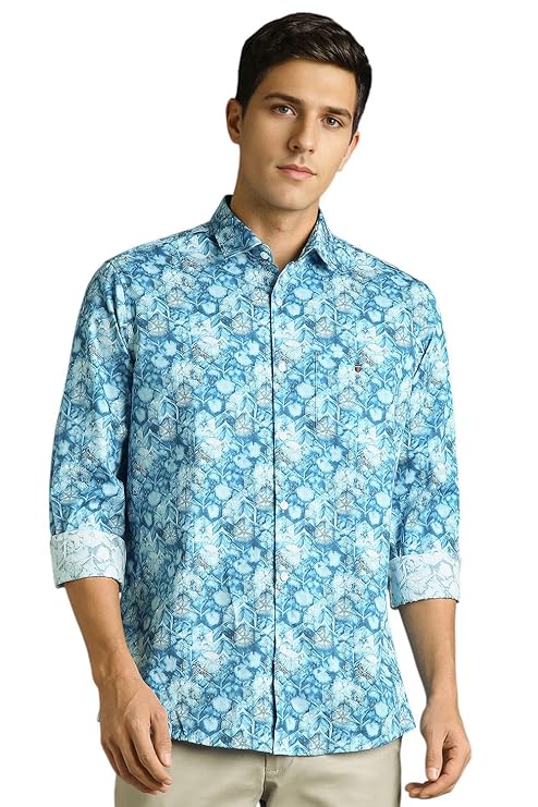 Louis Philippe Men's Letter Print Slim Fit Shirt