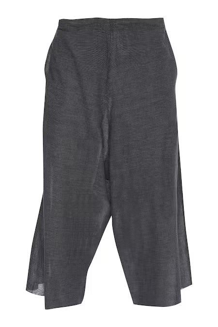 Urvashi Kaur Black Cotton Checkered Pants