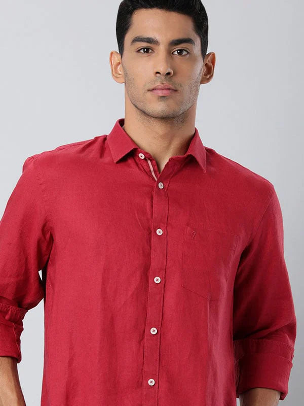 Men Solid Half Sleeve Linen Shirt