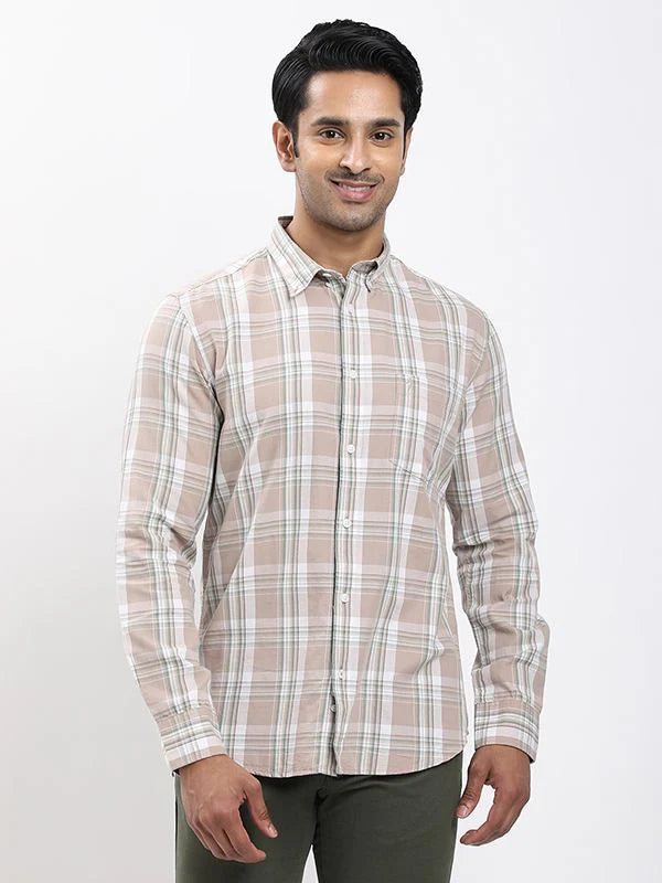 Fairtrade Men Checked Full Sleeve Cotton Blend Shirt