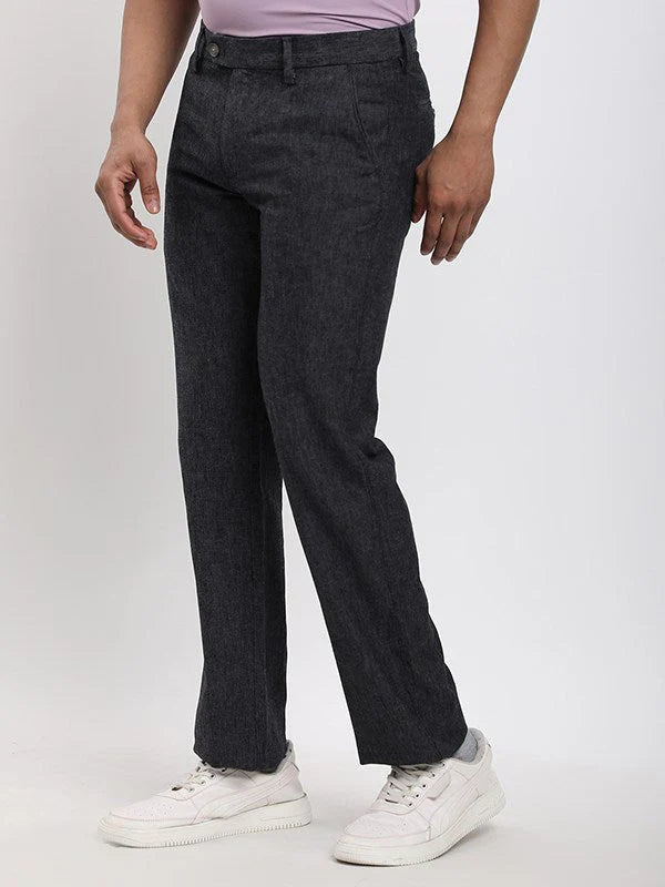 Men Kansas Fit Linen Blend Trouser