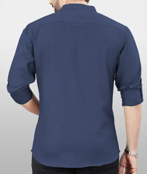 Men Solid Kurta (Dark Blue)