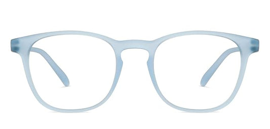 HUSTLR Powered Reading Glasses (+2.00) with Bluecut & Antiglare coating | As Seen On Shark Tank | Light Frames | Sky Blue Full Rim Square | For Men & Women | Medium | LH R17369