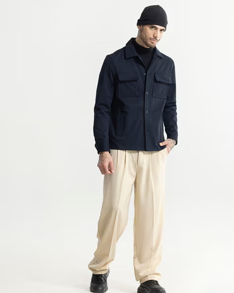 SNITCH Relaxed Fit Shacket with Flap Pockets