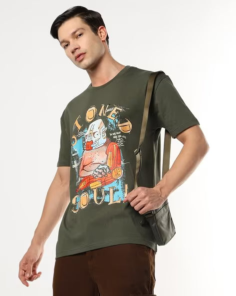 BUDA JEANS CO Men Graphic Print Relaxed Fit Crew-Neck T-Shirt