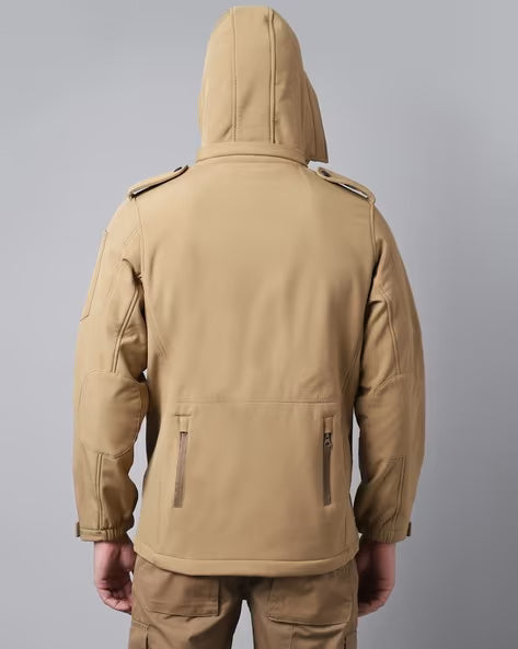 MOUNTMILLER Men Camouflage 12 Zipper Soft Shell Ripstop Tactical Hooded Jacket