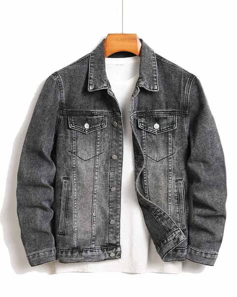 VOOTER Men Washed Regular Fit Denim Jacket