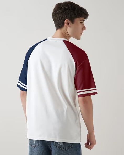 CRAZYMONK Men Typographic Print Oversized Crew-Neck T-Shirt