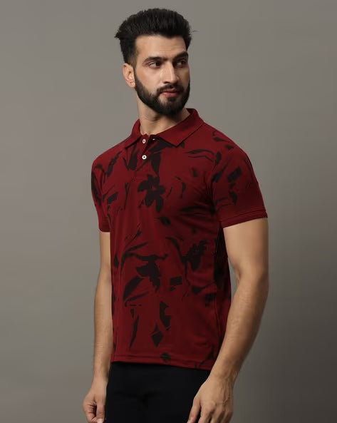 ALPHA TRIBE Men Printed Regular Fit Polo T-Shirt