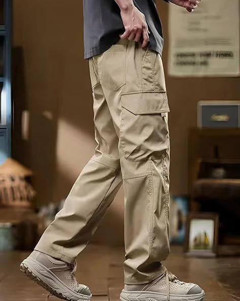 ALPHA TRIBE Men Relaxed Fit Flat-Front Cargo Pants