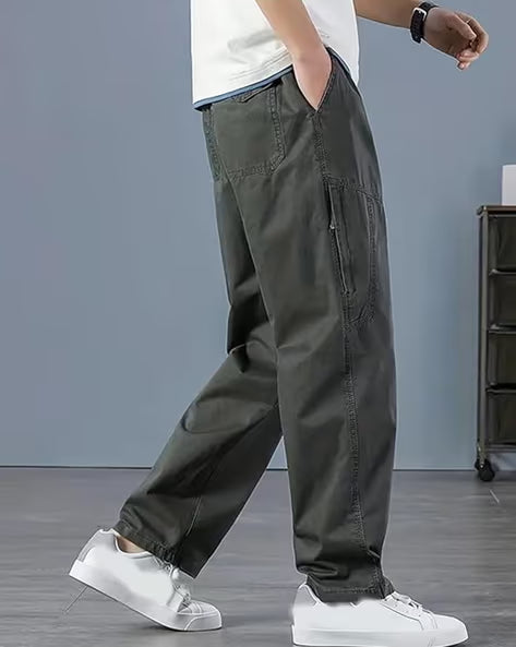 ALPHA TRIBE Men Mid-Rise Relaxed Fit Cargo Pants
