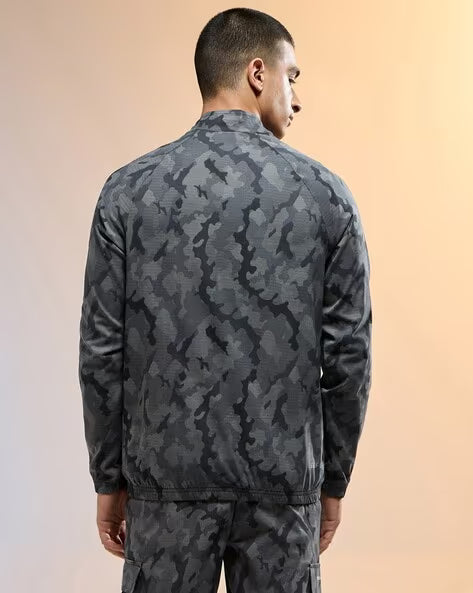 TECHNOSPORT Men Printed Slim Fit Biker Jacket