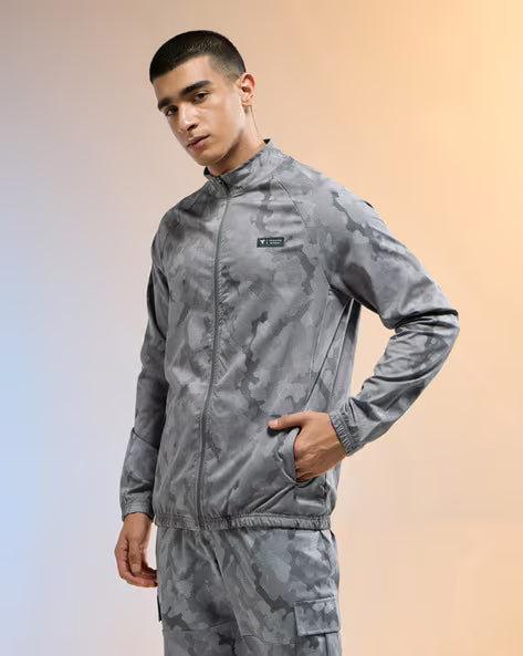 TECHNOSPORT Men Printed Slim Fit Biker Jacket