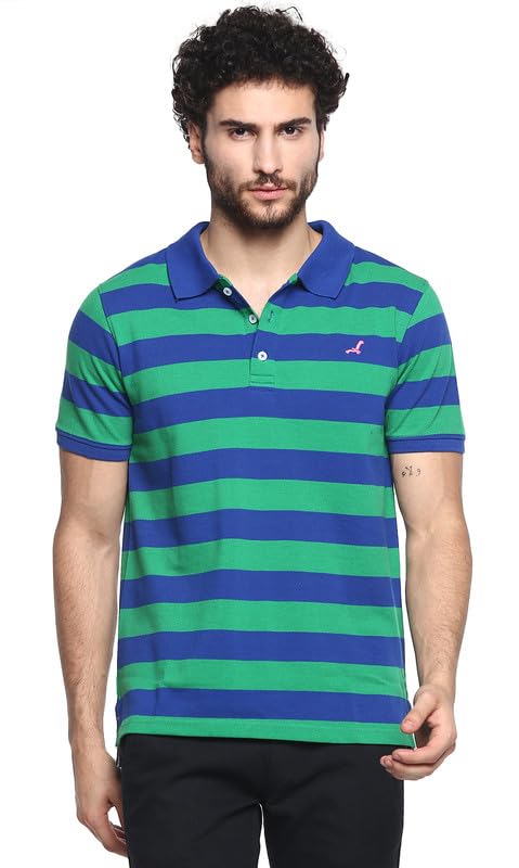 AMERICAN CREW CottonPoly Striped Polo T-Shirt for Men