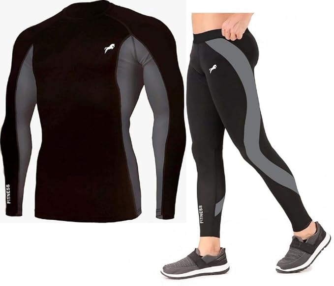 JUST RIDER Men's Sports Running Set Compression Shirt + Pants Skin-Tight Long Sleeves Quick Dry Fitness Tracksuit Gym Yoga Suits