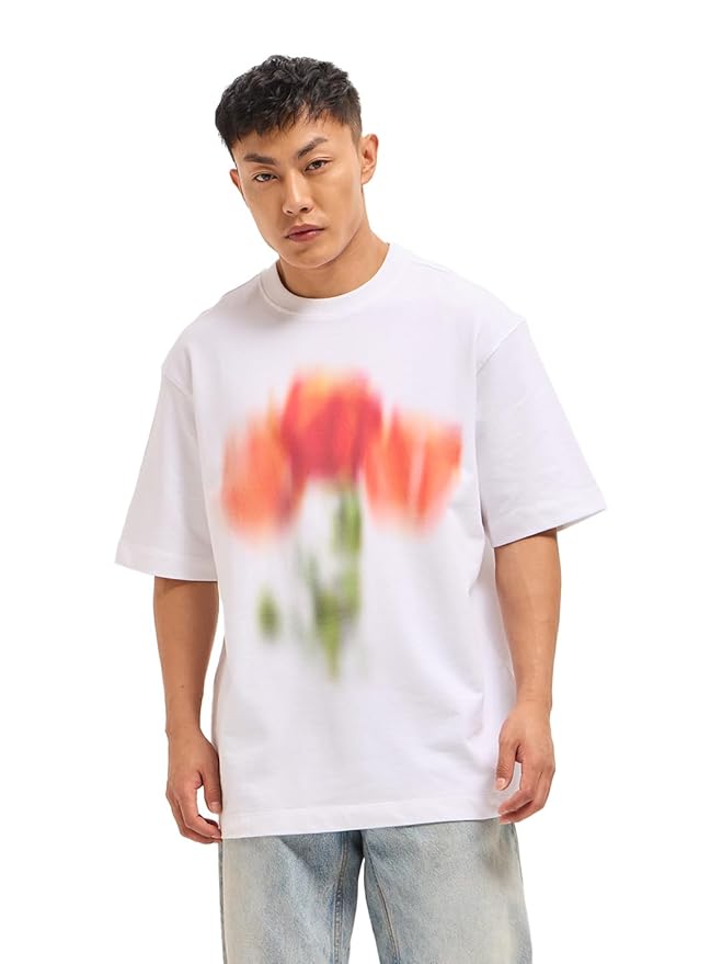 THE BEAR HOUSE Men's Printed Oversized Fit T-Shirt