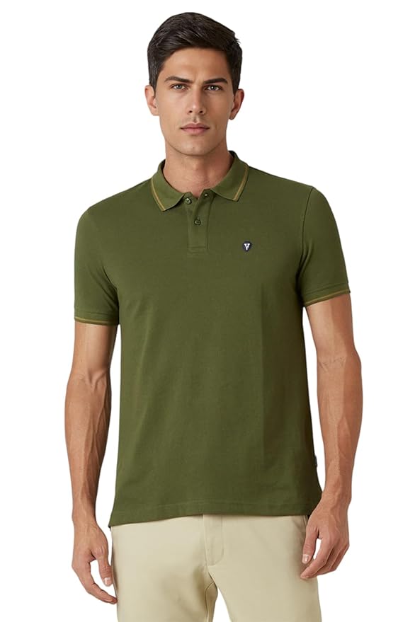 Van Heusen Men's Cotton Solid Regular Fit T-Shirt