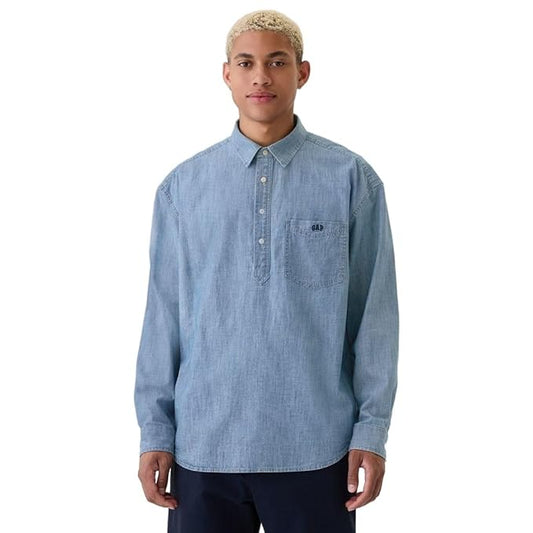 GAP Men’s Regular Fit Solid Print Full Sleeves Collared Shirt