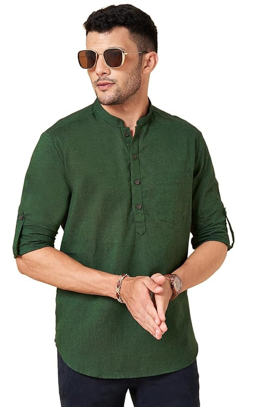 Indus Route by Pantaloons Men's Cotton Solid Regular Kurta