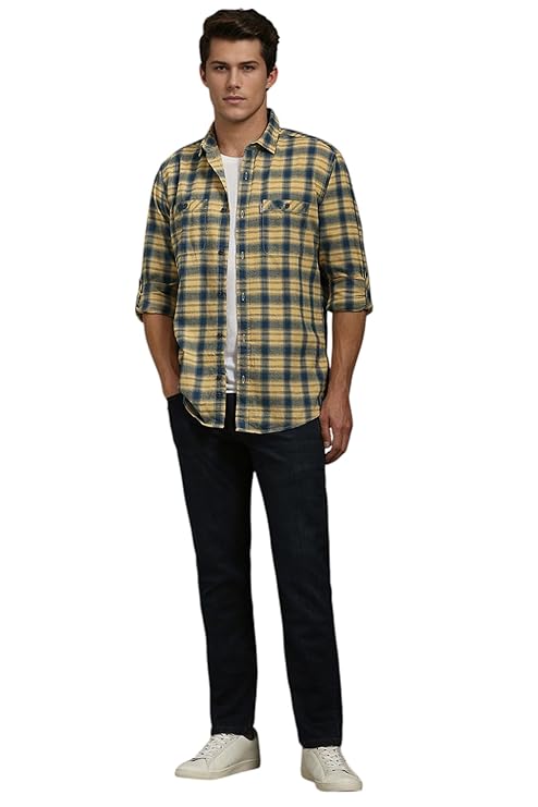 Louis Philippe Men's Checkered Slim Fit Shirt