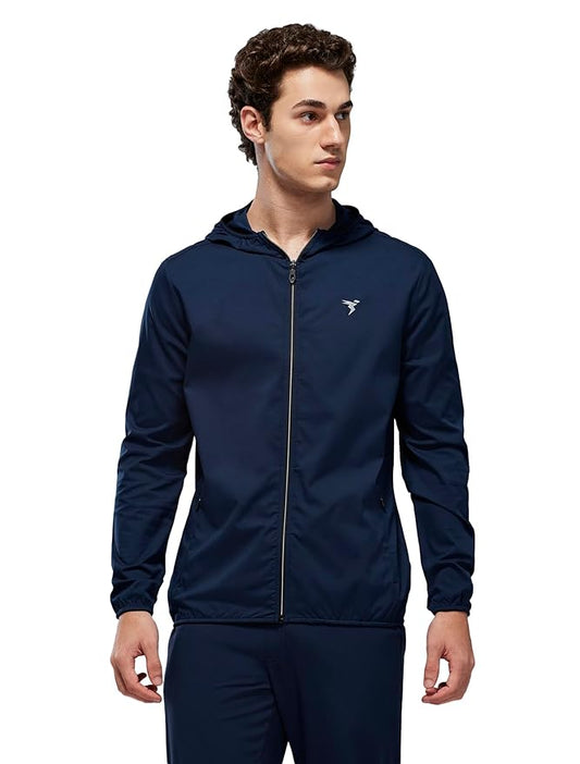 TECHNOSPORT Men's Polyester Regular Slim Fit Solid Hooded Jacket