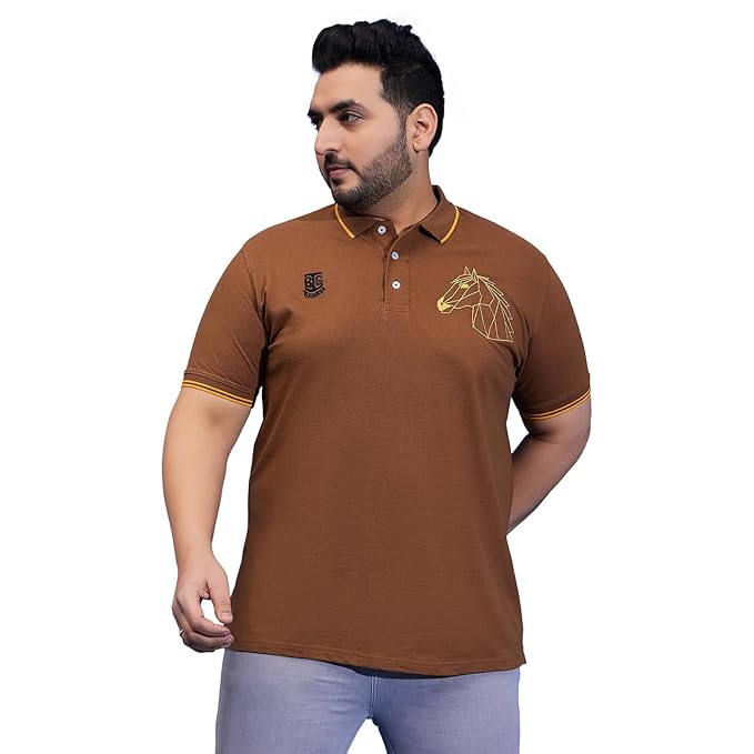 Bigbanana Plus Size Men's Regular Fit Solid Polo Tshirt