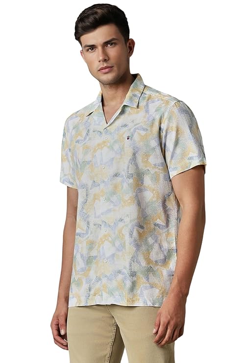 Louis Philippe Men's Slim Fit Printed 100% Cotton Casual Shirt