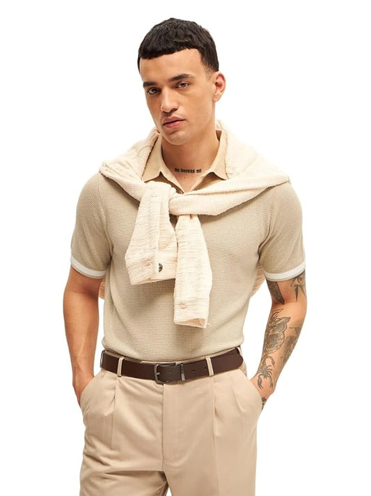 THE BEAR HOUSE Men's Solid Regular Fit Polo Shirt