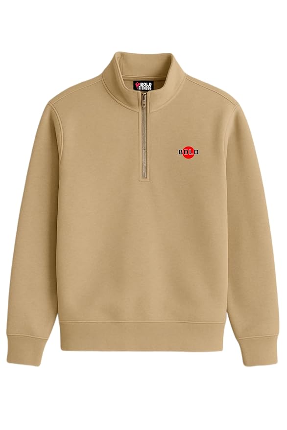 BOLD FITNESS Men’s Half-Zip Fleece Sweatshirt | Stylish, Breathable, Full Sleeve Winter Wear